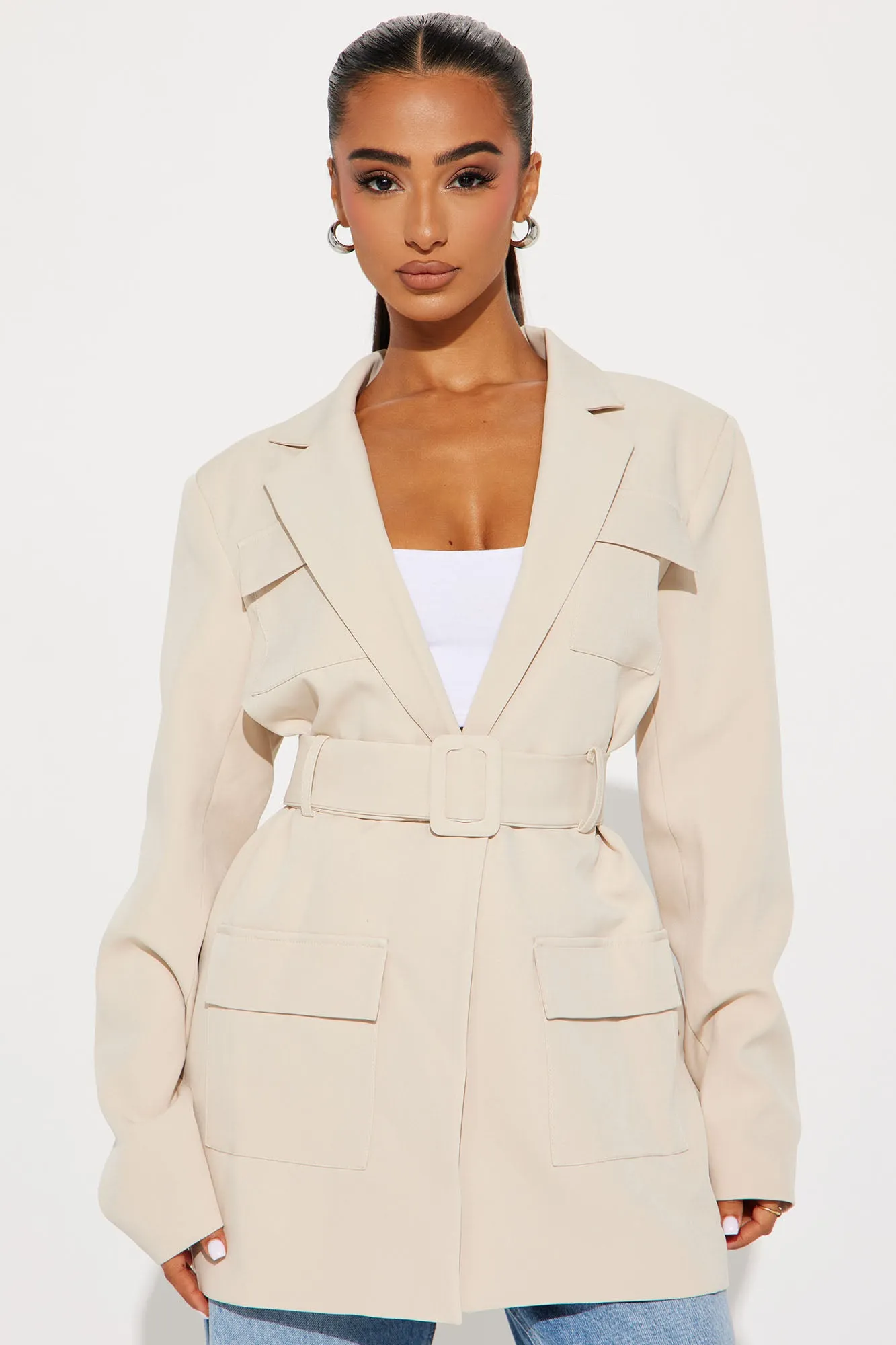About The Business Belted Blazer - Sand