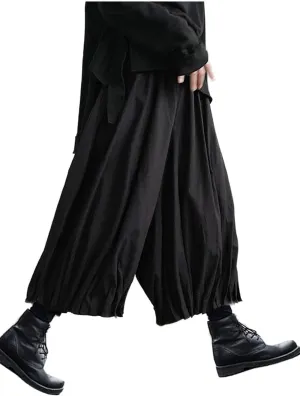 AITFINEISM Men's Casual Skirt Pants Loose Wide Leg Harem Pant Japanese Harajuku Kimono Trousers