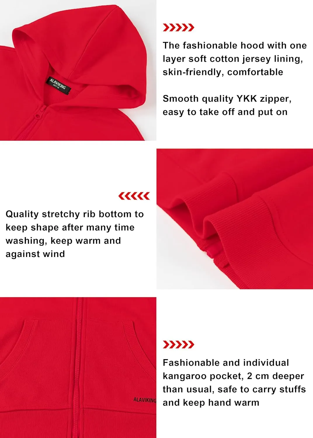 ALAVIKING Kids Soft Brushed Fleece Zip Up Hoodie Casual Athletic Hooded Sweatshirts for Boys and Girls 3-12 Years