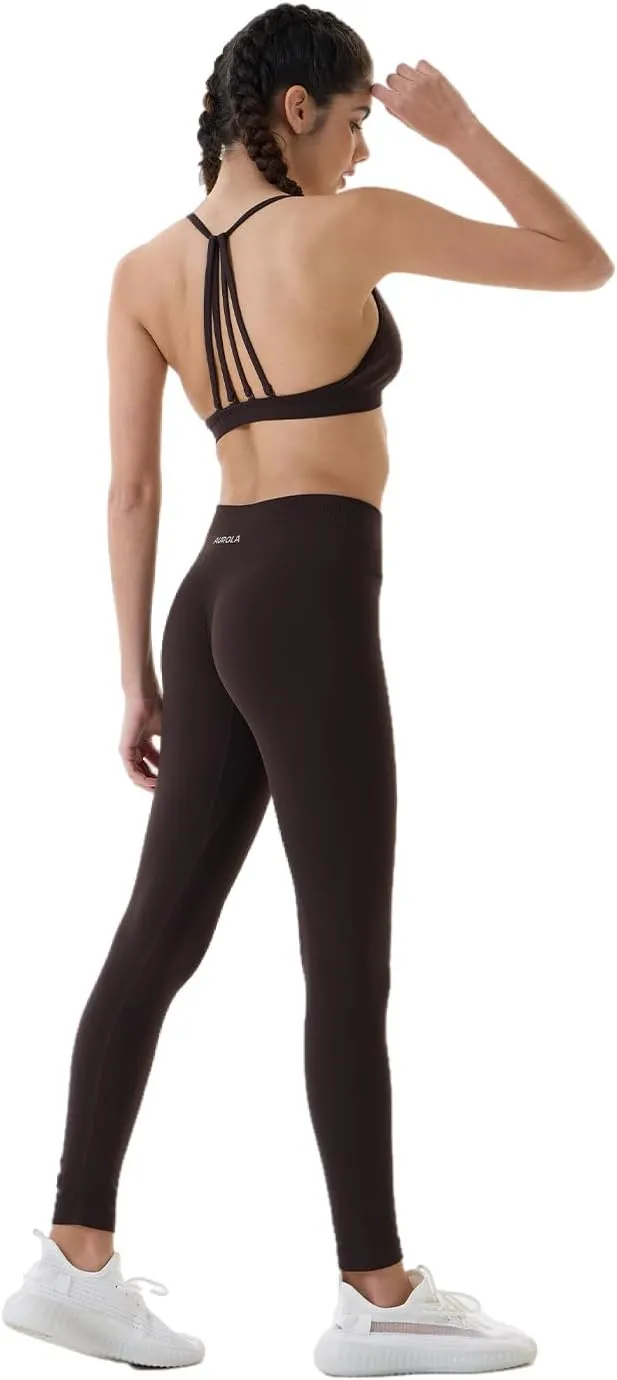 AUROLA Power Workout Leggings for Women Tummy Control Squat Proof Ribbed Thick Seamless Scrunch Active Pants