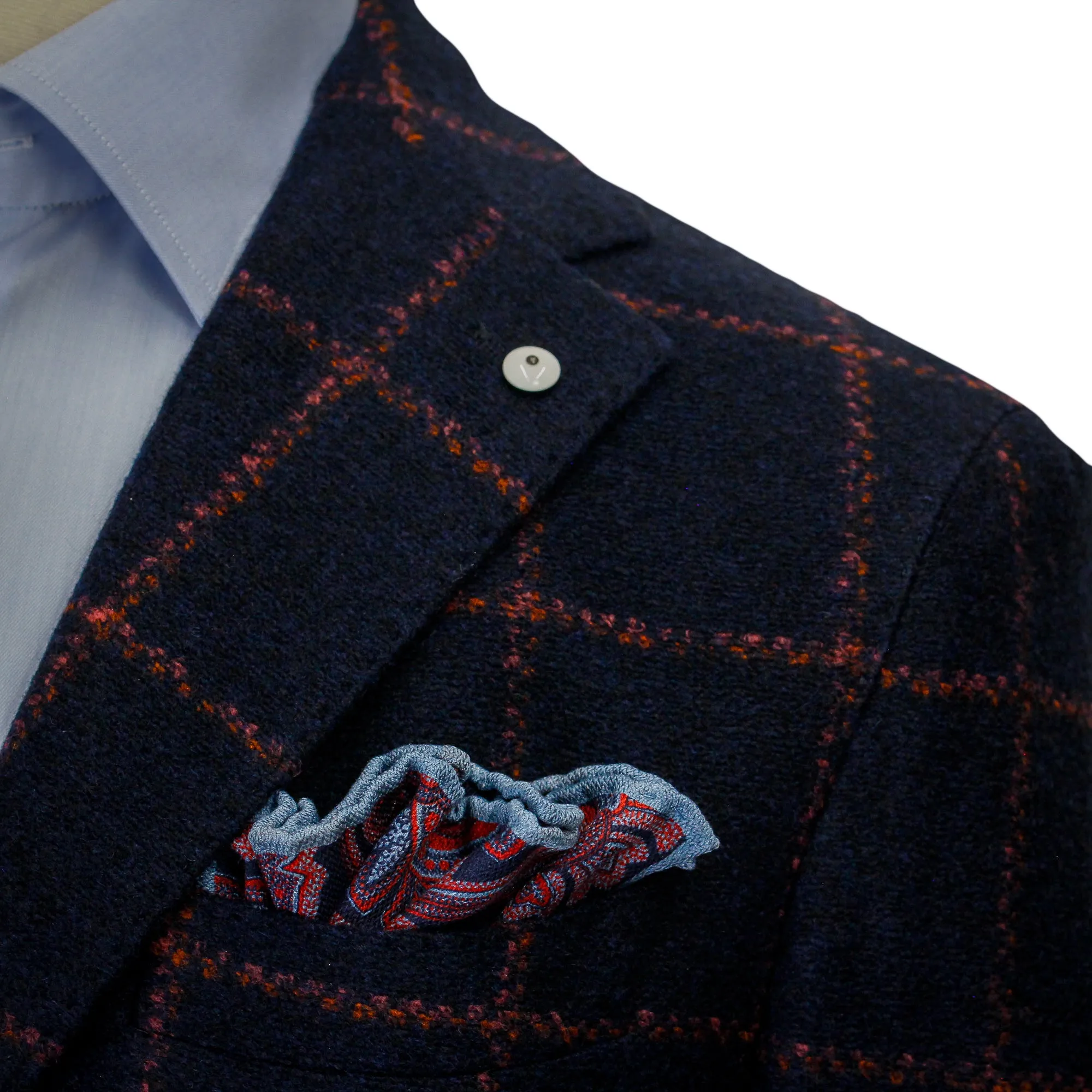 Blue Windowpane Wool Jersey Contemporary Fit Sport Jacket - L.B.M 1911