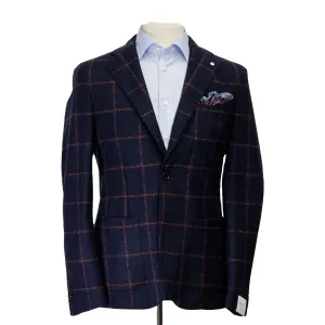 Blue Windowpane Wool Jersey Contemporary Fit Sport Jacket - L.B.M 1911