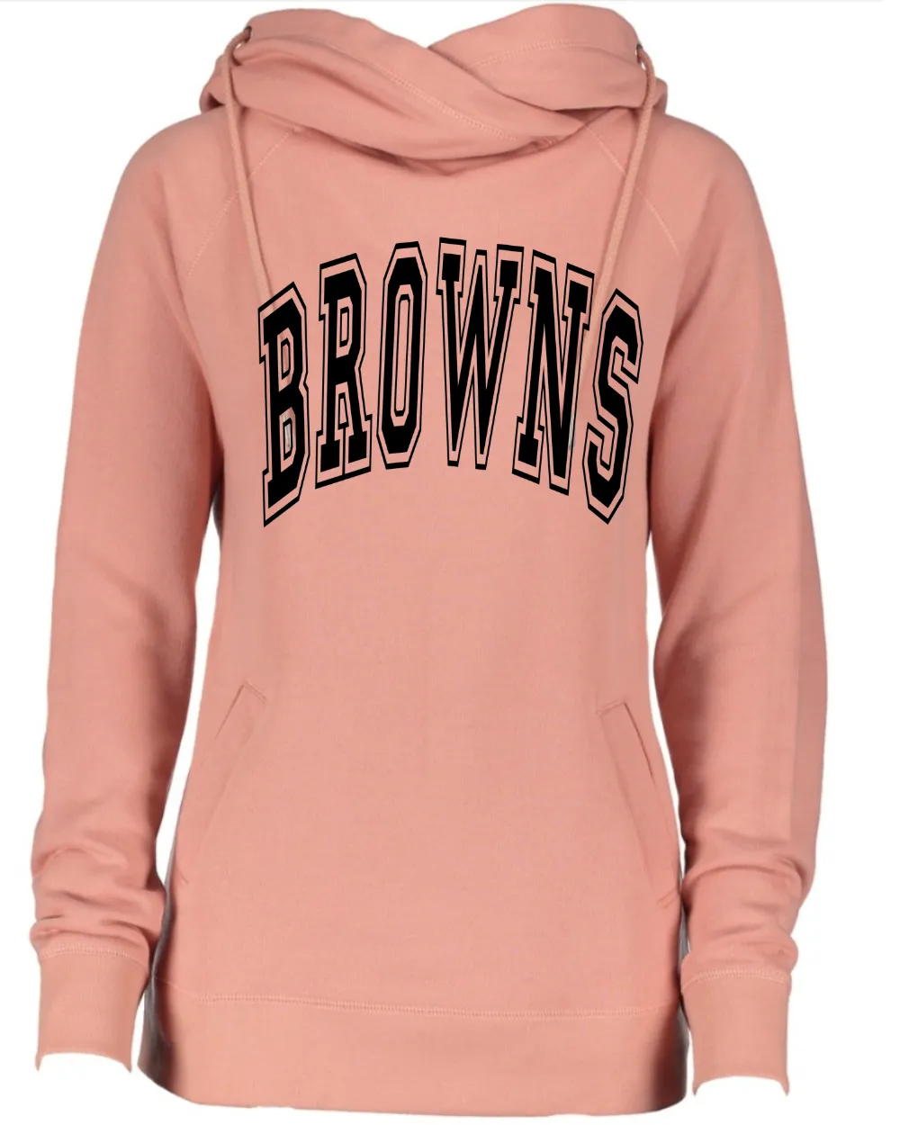 Browns Pink Out Tackle Cancer Football Women's Cowl Double Hood Top