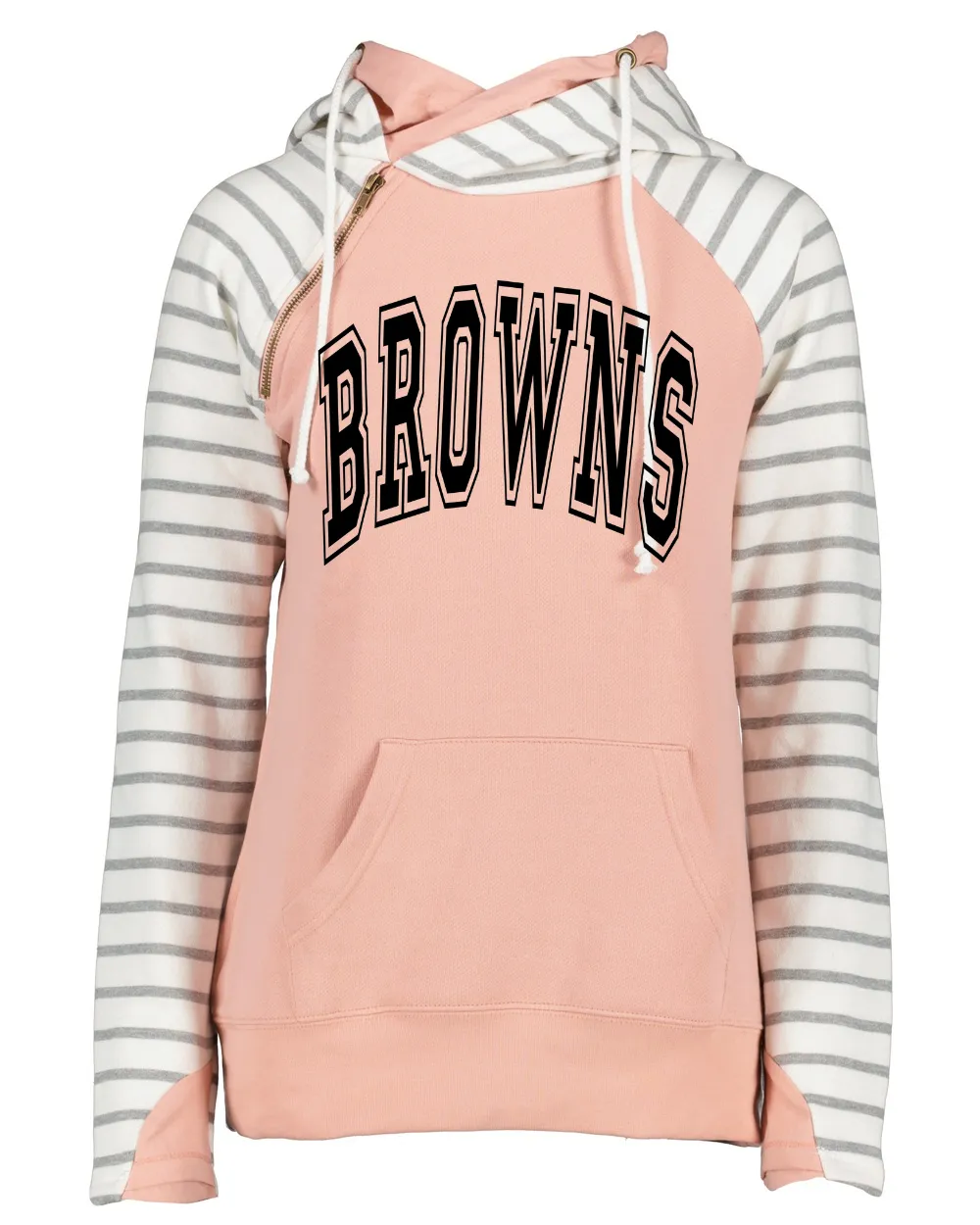Browns Pink Out Tackle Cancer Football Women's Cowl Double Hood Top