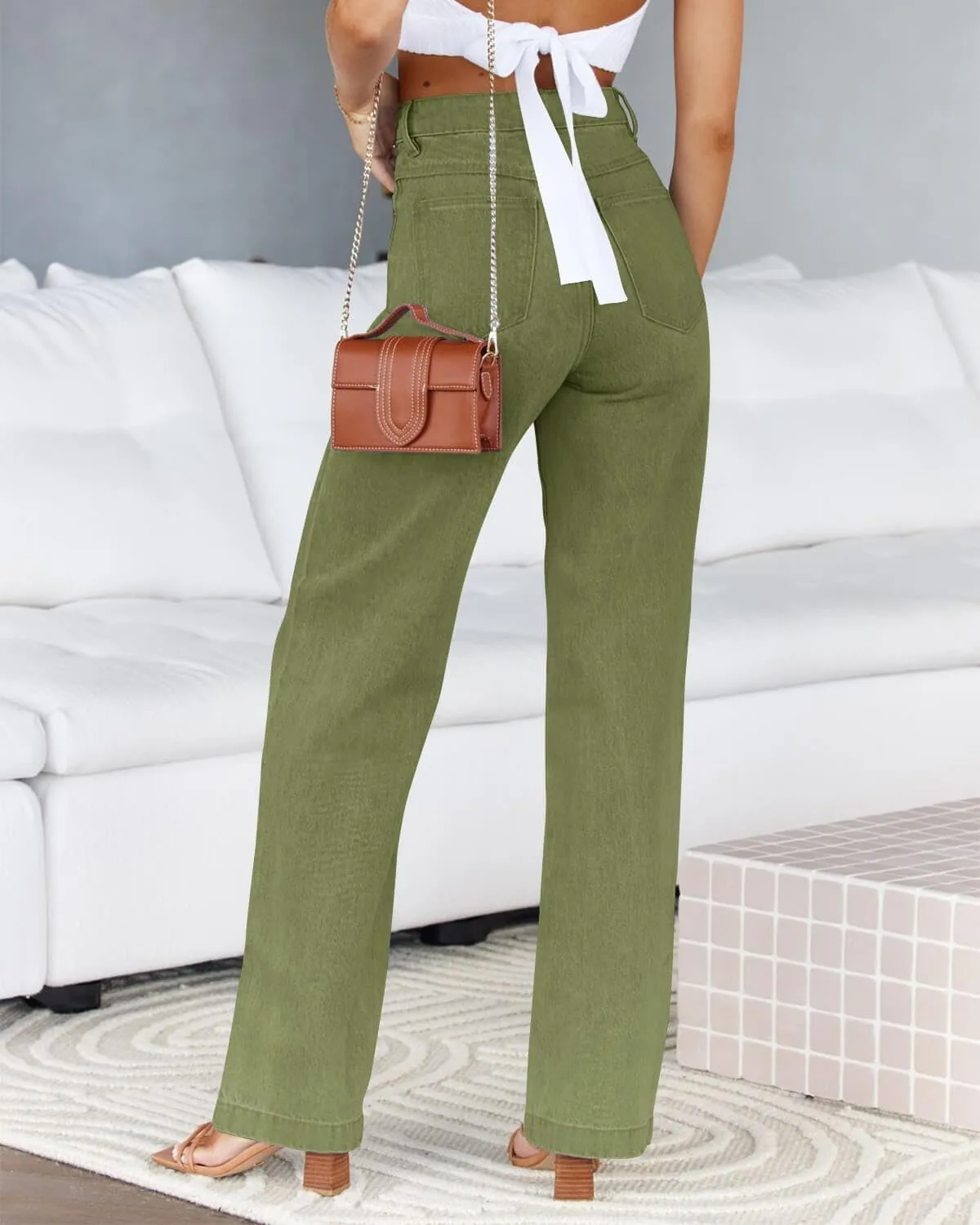 Cicy Bell Women's High Waisted Jeans Boyfriend Baggy Straight Leg Casual Denim Pants with Pockets