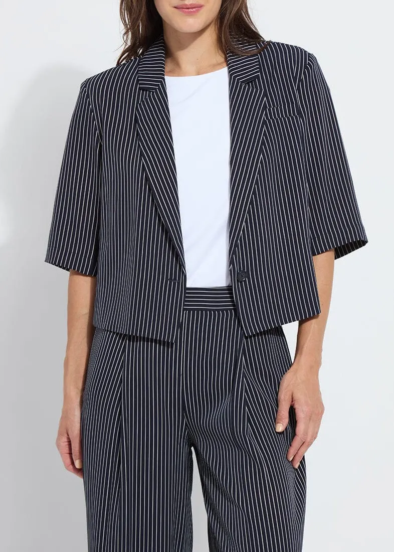 Clarette Cropped Short Sleeve Blazer [Stripe-24-3520-M4]