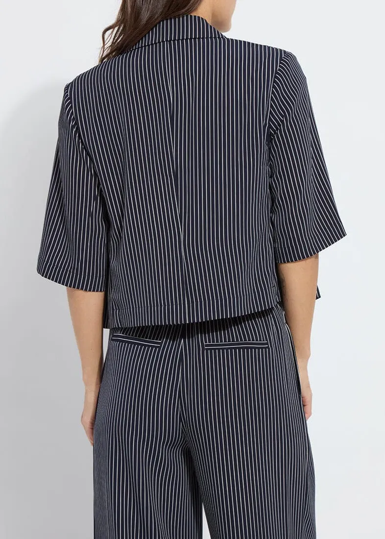 Clarette Cropped Short Sleeve Blazer [Stripe-24-3520-M4]