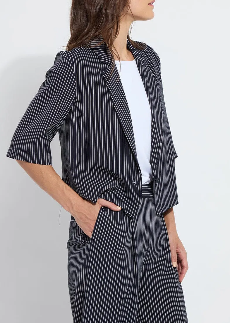 Clarette Cropped Short Sleeve Blazer [Stripe-24-3520-M4]