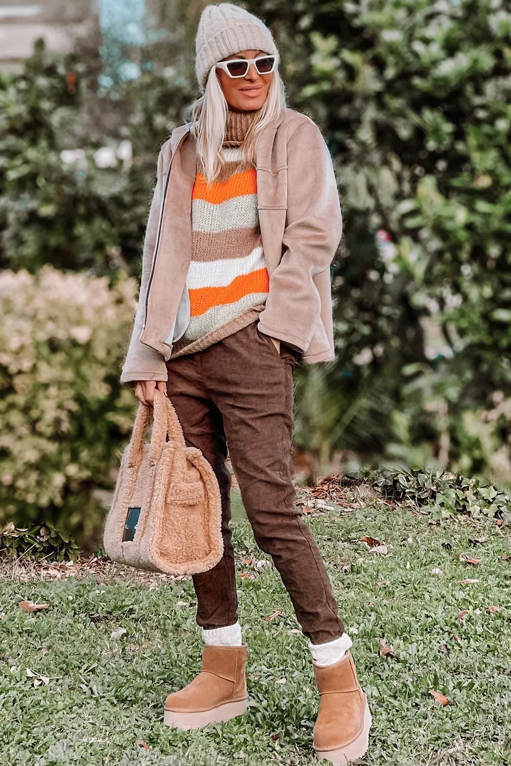 Color Block Drop Shoulder Turtleneck Sweater For women