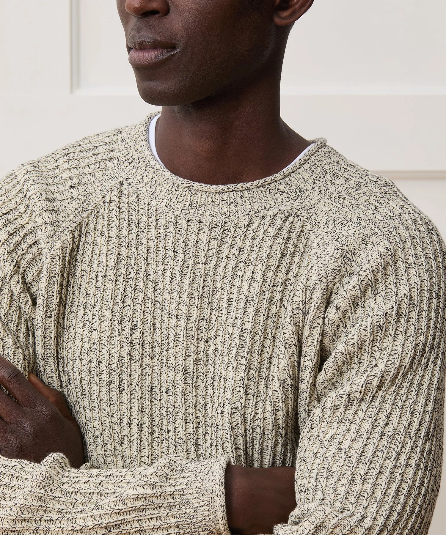 Cotton Ribbed Crewneck Sweater