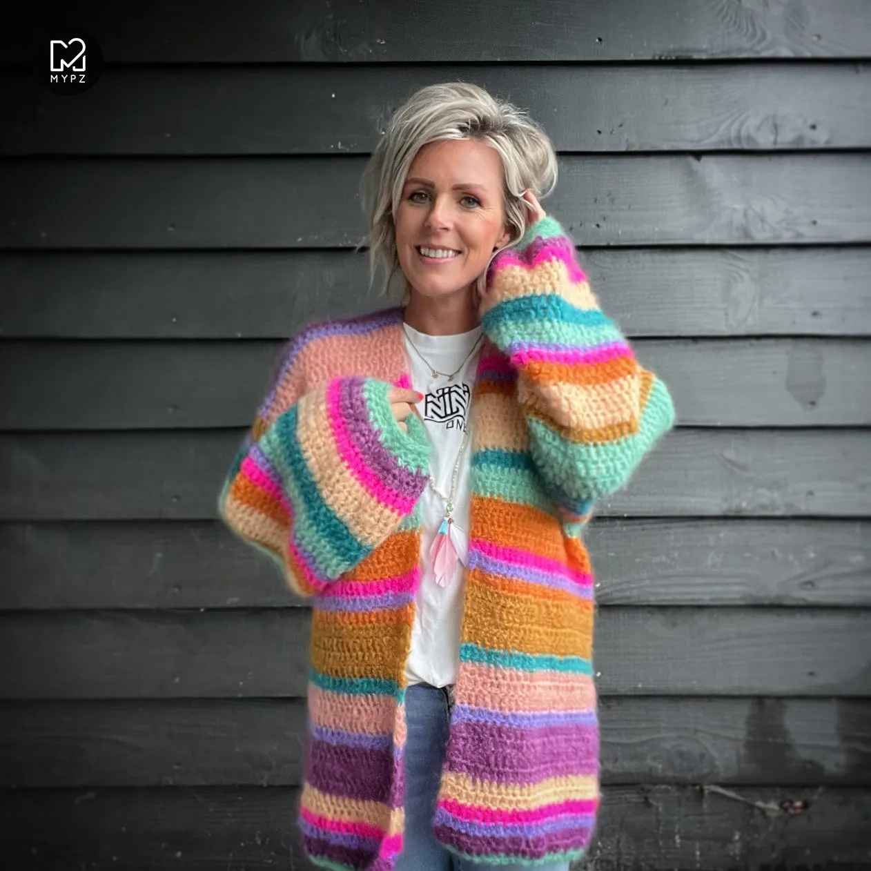 Crochet kit - Chunky Mohair cardigan Gemstone (ENG-NL)