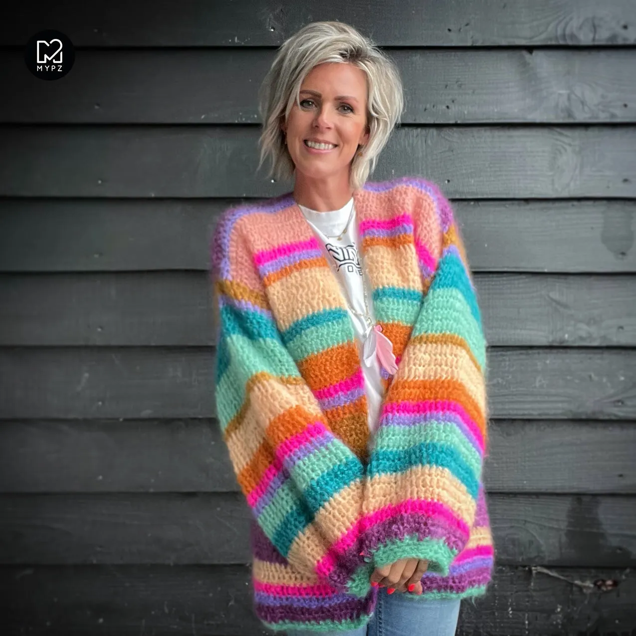 Crochet kit - Chunky Mohair cardigan Gemstone (ENG-NL)