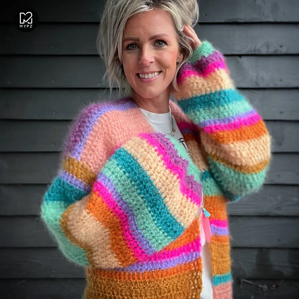 Crochet kit - Chunky Mohair cardigan Gemstone (ENG-NL)