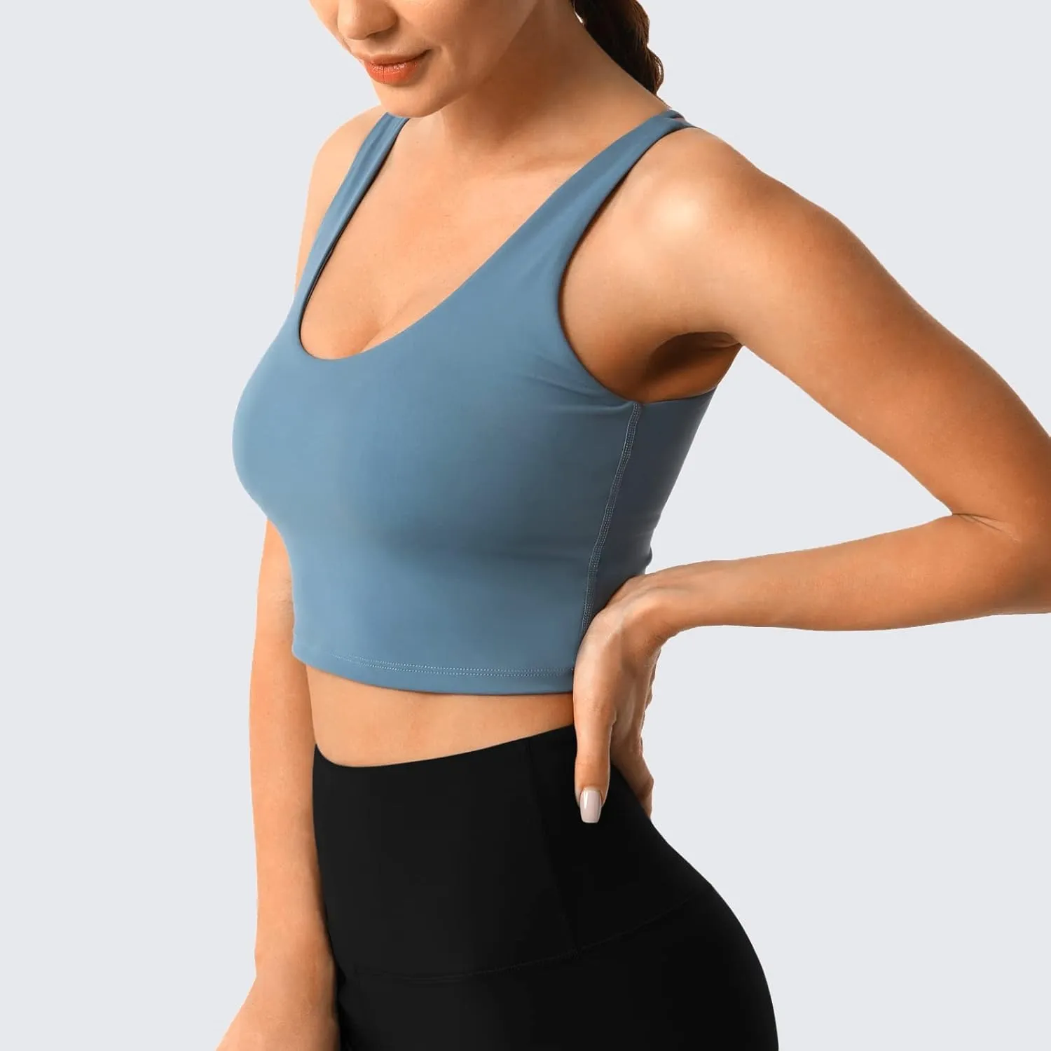 Desol Padded Longline Sports Bras for Women, Criss Cross Back Adjustable Strappy Running Workout Gym Yoga Crop Tank Top