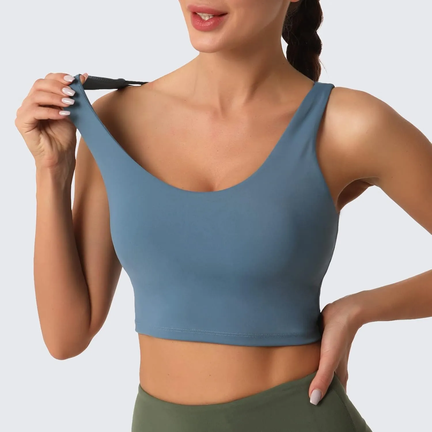 Desol Padded Longline Sports Bras for Women, Criss Cross Back Adjustable Strappy Running Workout Gym Yoga Crop Tank Top