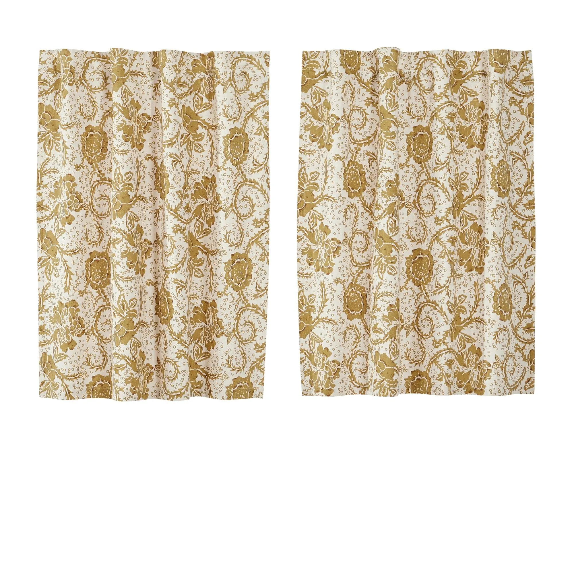 Dorset Gold Floral Tier Curtain Set of 2 L36xW36 VHC Brands