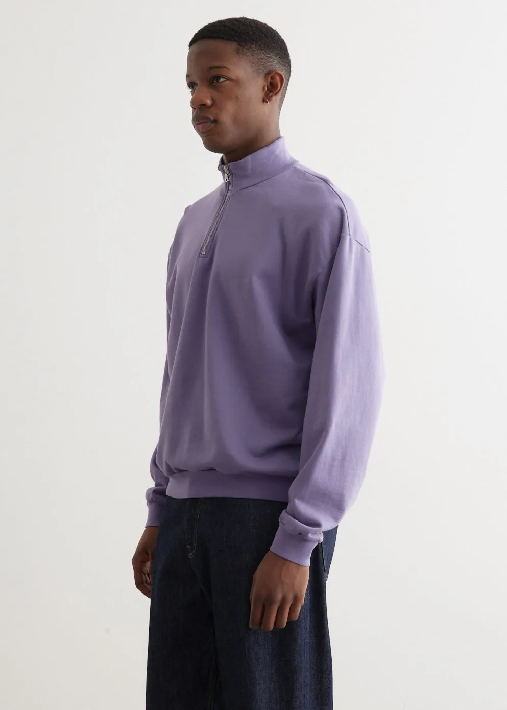 Elastic High Gauge Sweat Half Zip Pullover