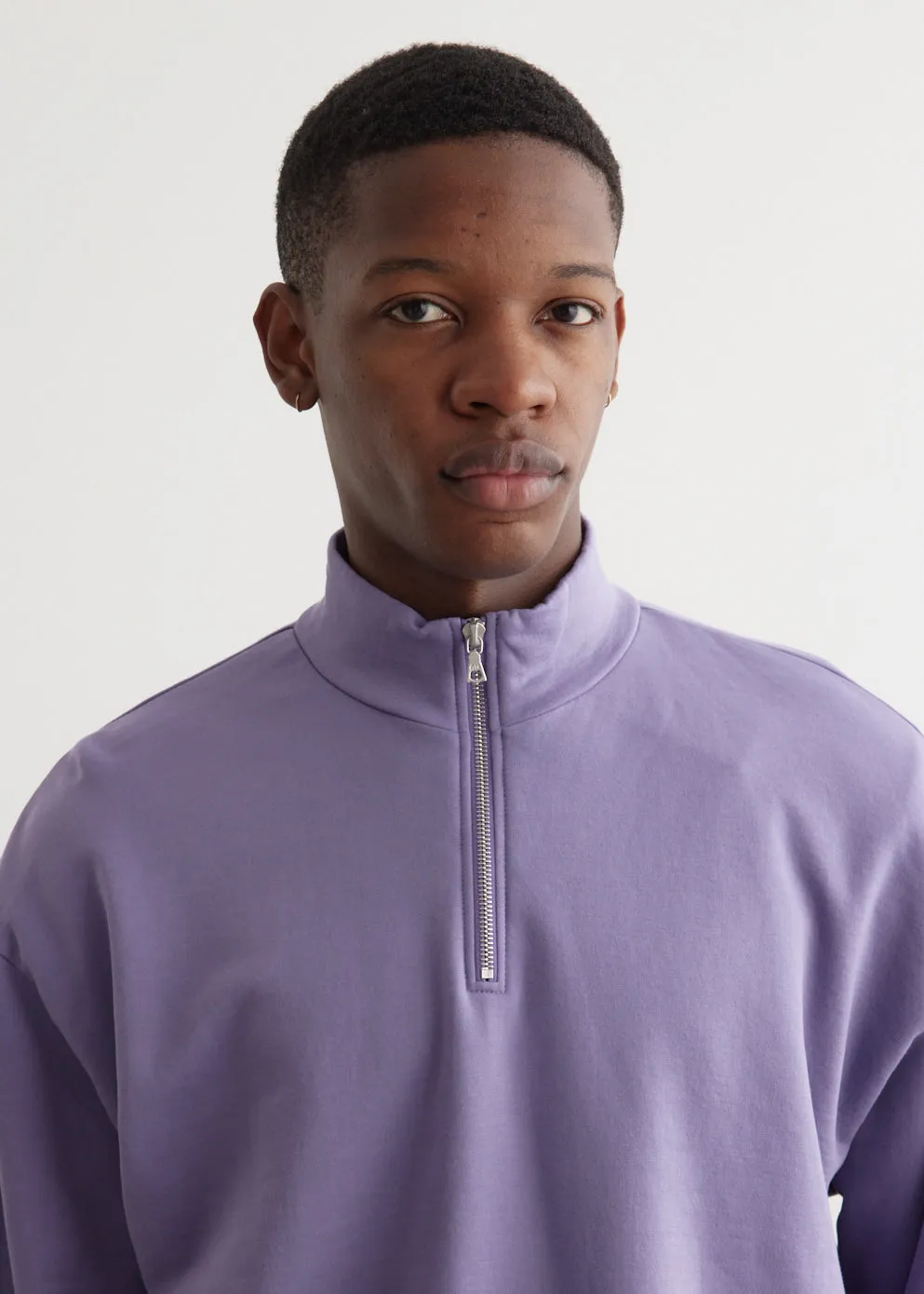 Elastic High Gauge Sweat Half Zip Pullover
