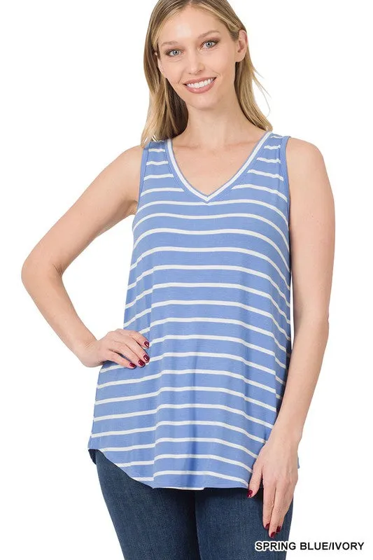 FS CLEARANCE Stripe Sleeveless V-Neck Top
