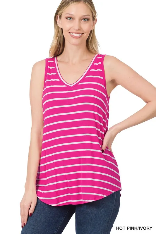 FS CLEARANCE Stripe Sleeveless V-Neck Top