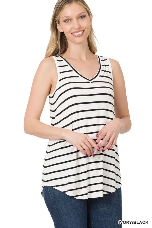 FS CLEARANCE Stripe Sleeveless V-Neck Top