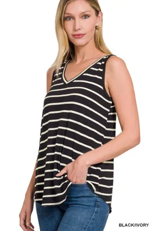 FS CLEARANCE Stripe Sleeveless V-Neck Top