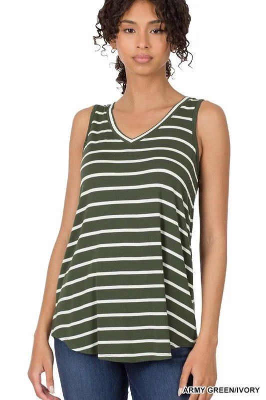 FS CLEARANCE Stripe Sleeveless V-Neck Top