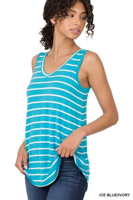 FS CLEARANCE Stripe Sleeveless V-Neck Top