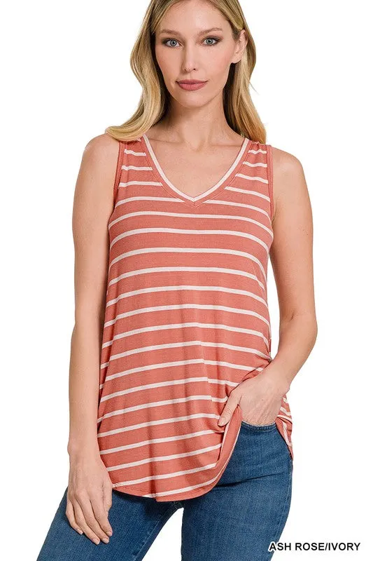 FS CLEARANCE Stripe Sleeveless V-Neck Top