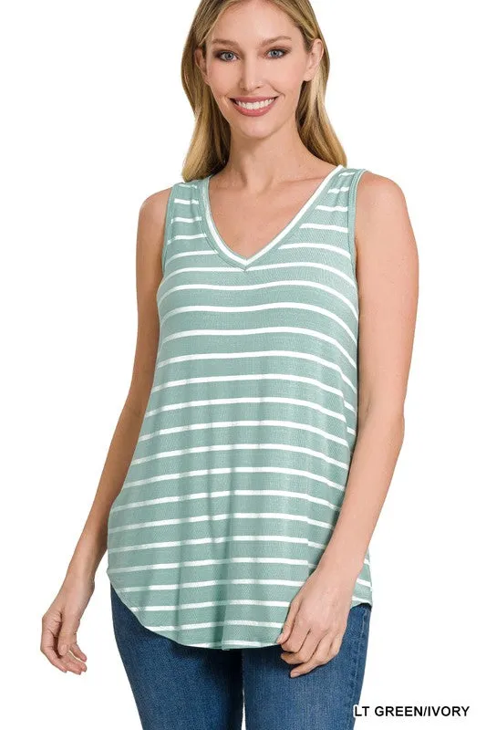 FS CLEARANCE Stripe Sleeveless V-Neck Top