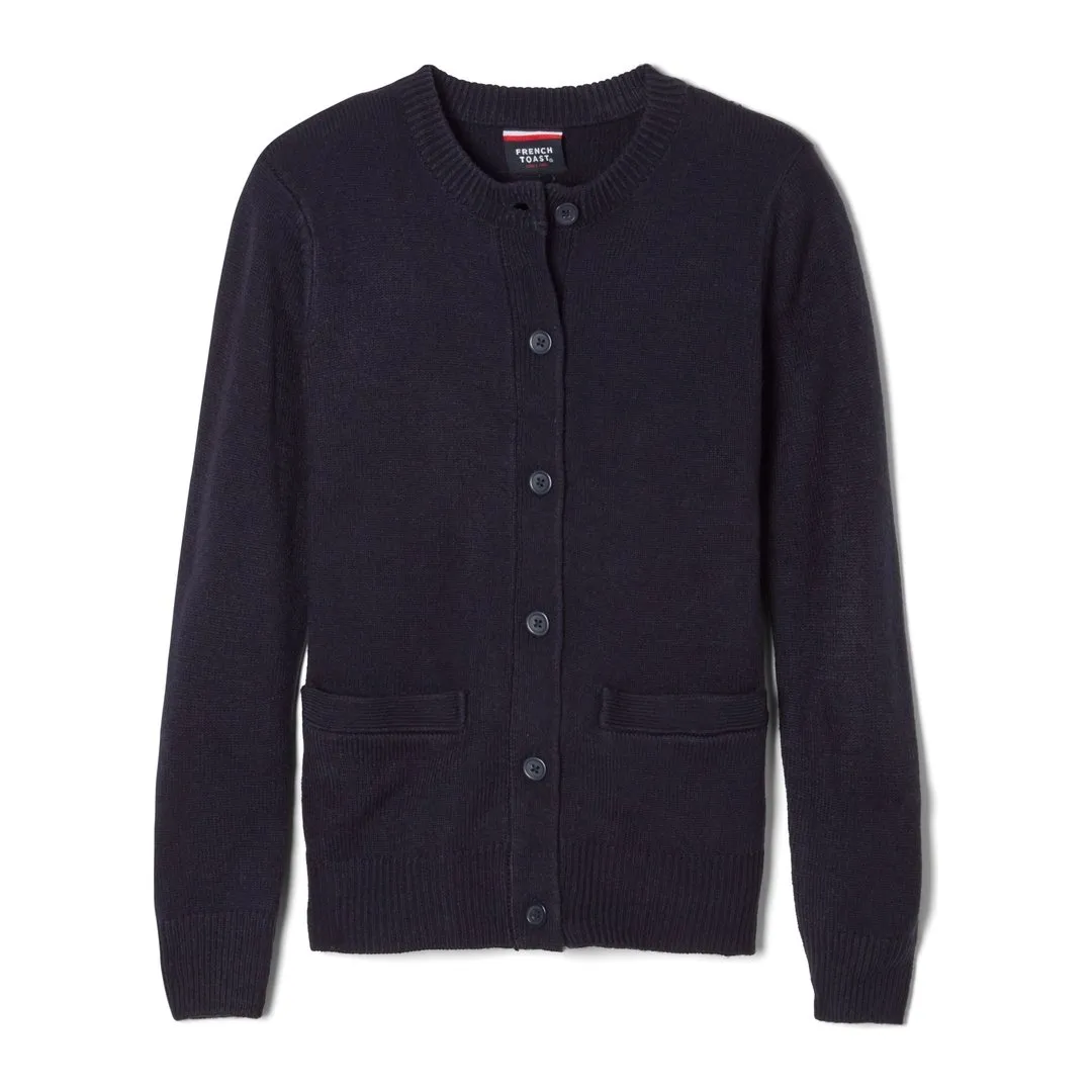 Girls Anti-Pill Crewneck Cardigan