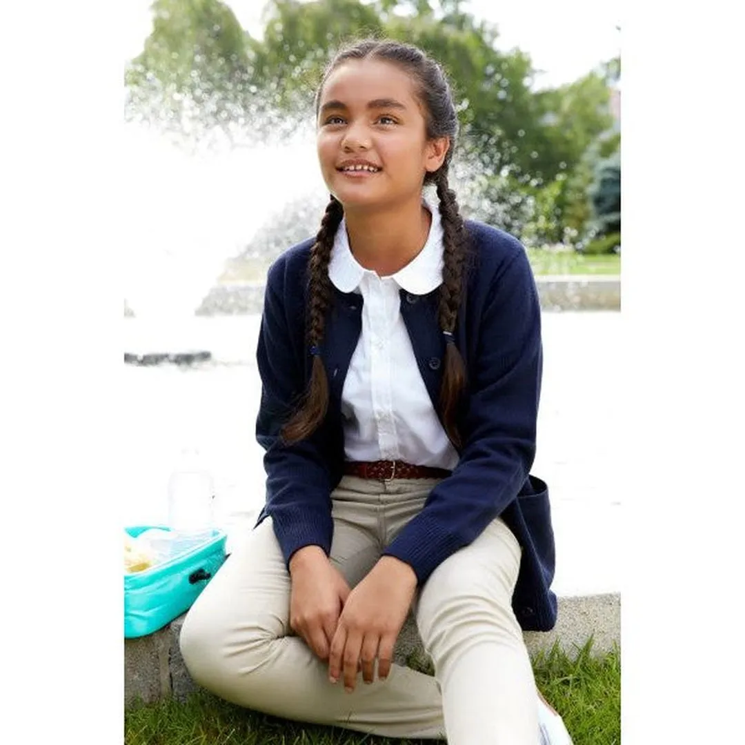 Girls Anti-Pill Crewneck Cardigan