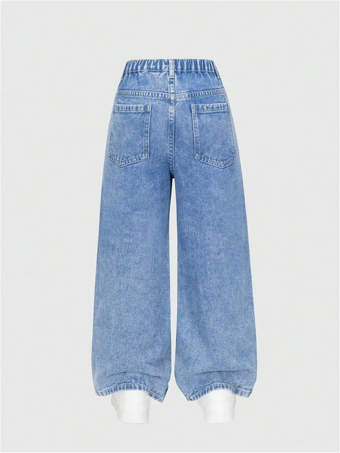 GORGLITTER Girl's Wide Leg Graphic Jeans Y2K Ripped Zipper Fly Denim Pants with Pockets