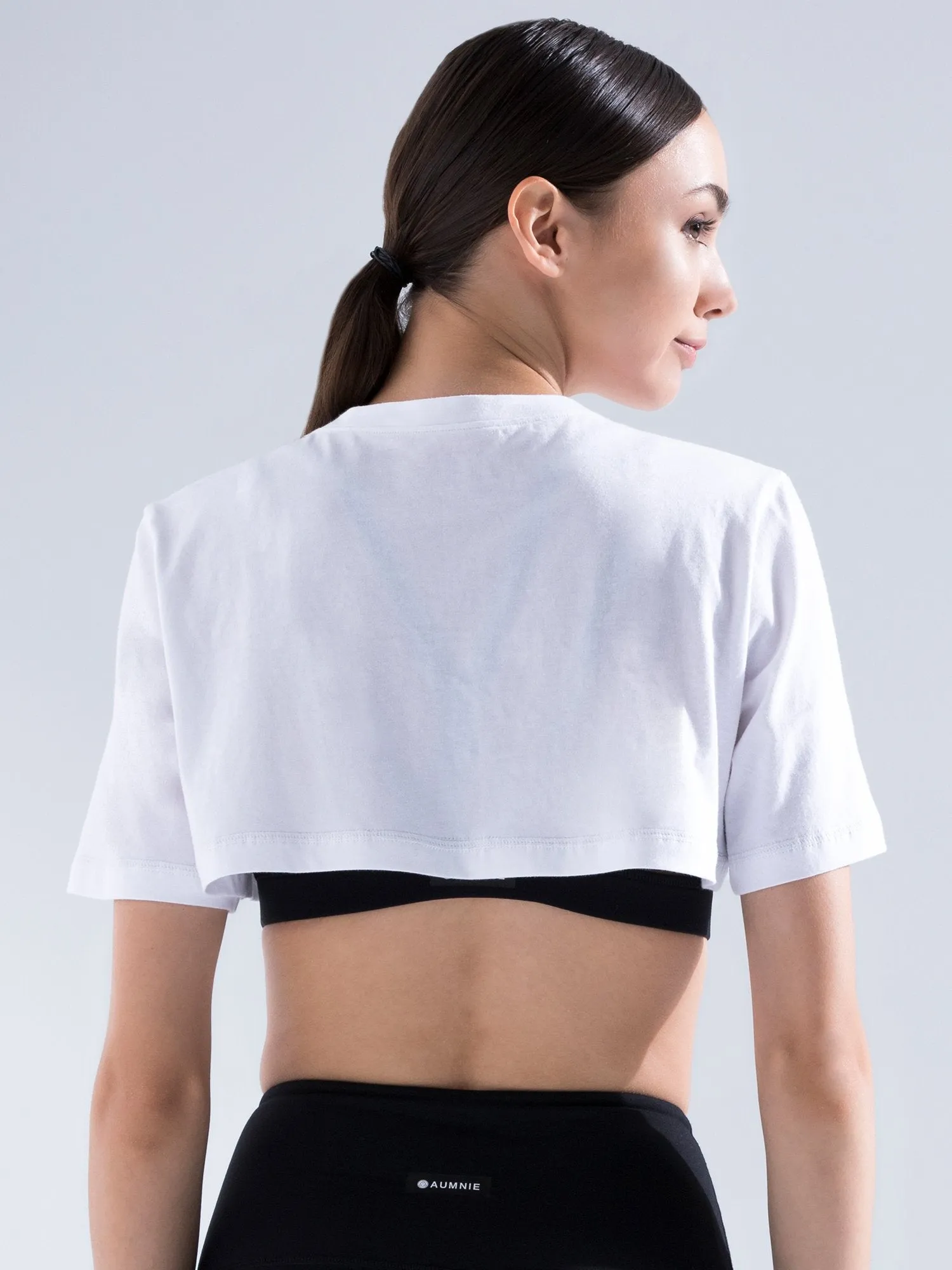 HIGH CROPPED LOGO TEE, WHITE