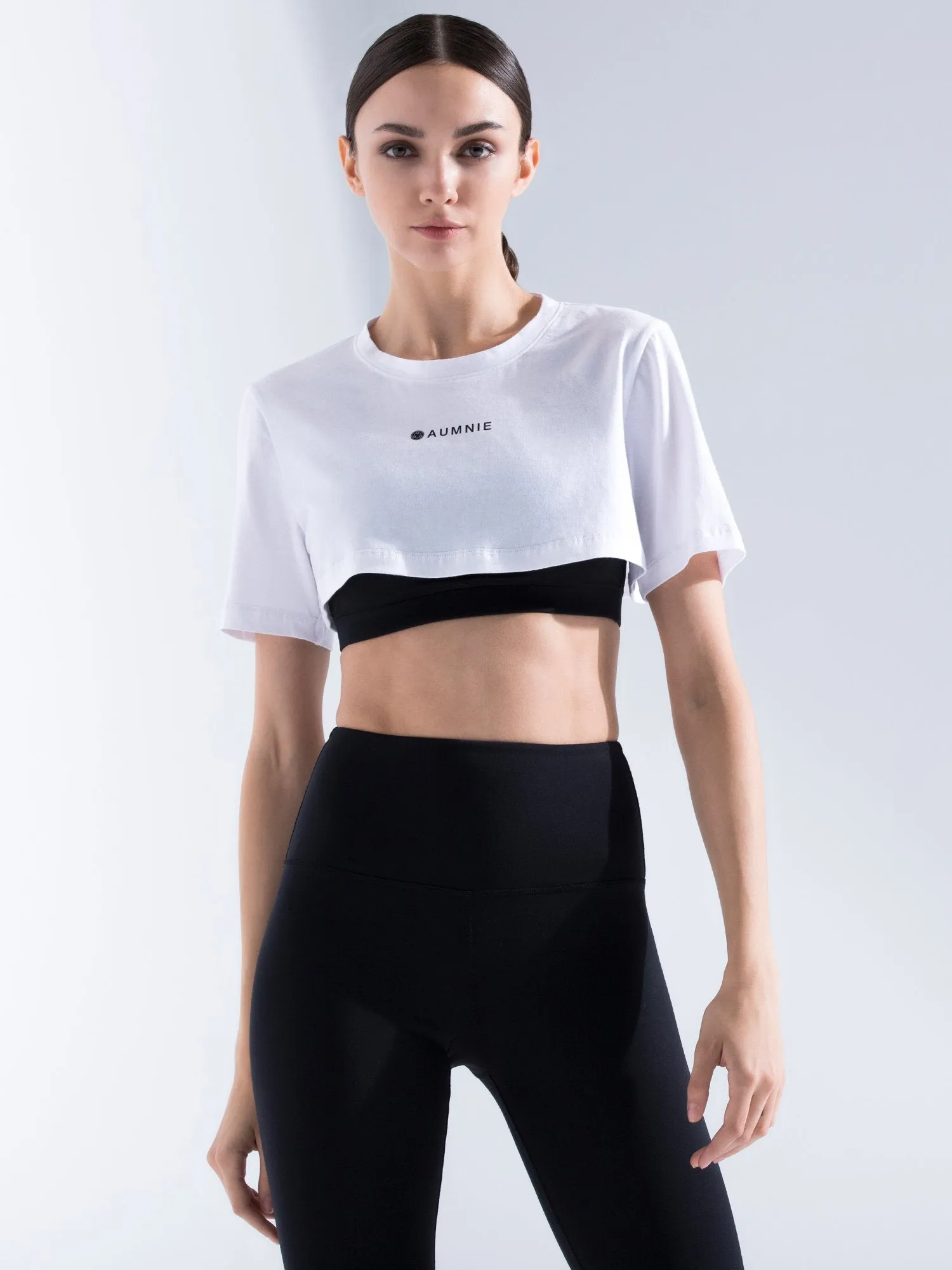 HIGH CROPPED LOGO TEE, WHITE