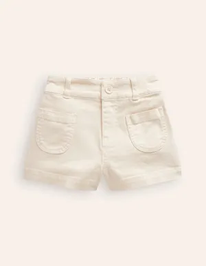 High Waisted Shorts-Vanilla White