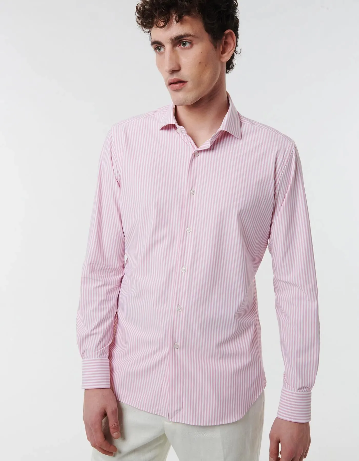 ID24123-Xacus "Active" Pink Stripe Shirt