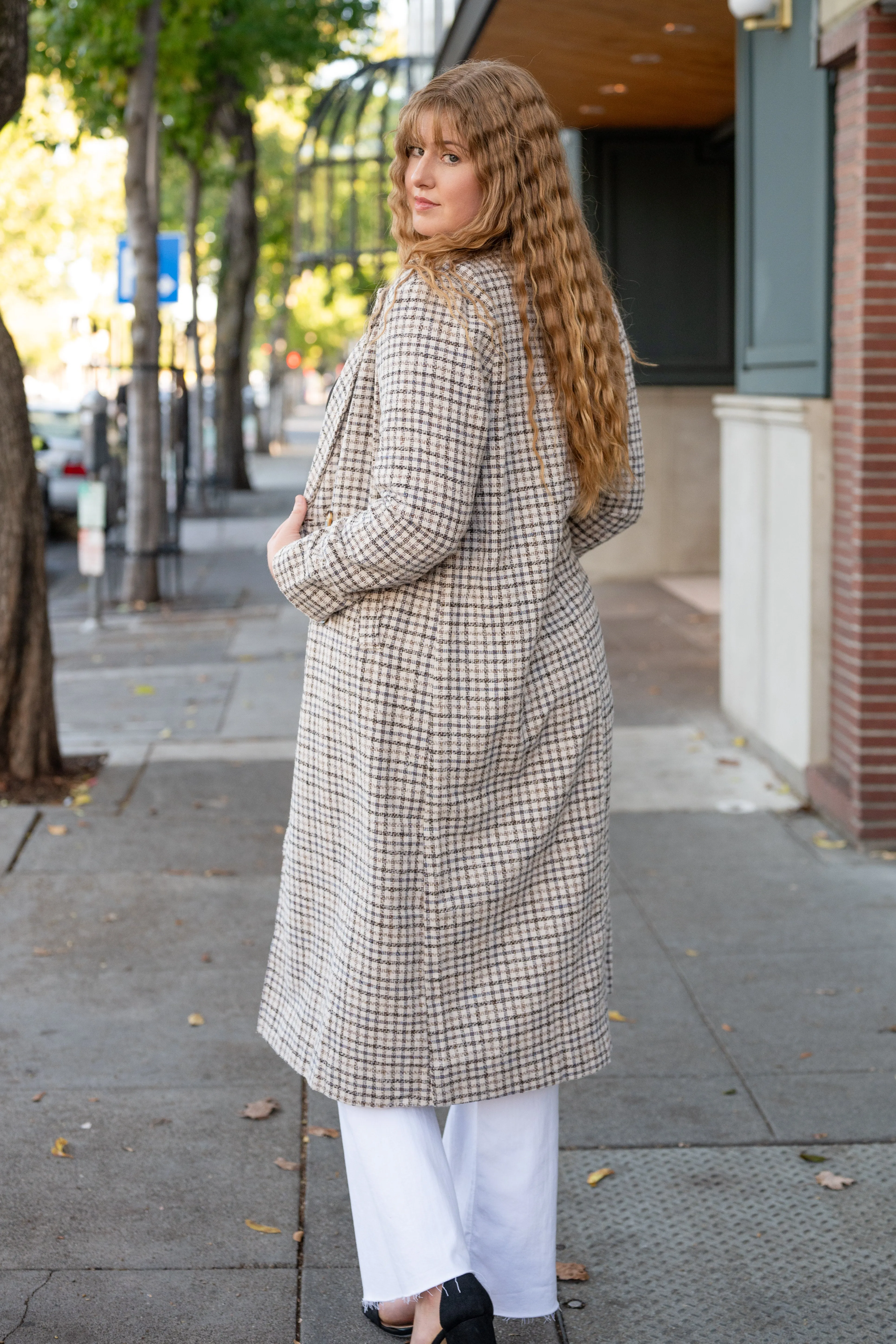Impressionist Plaid Button Front Coat