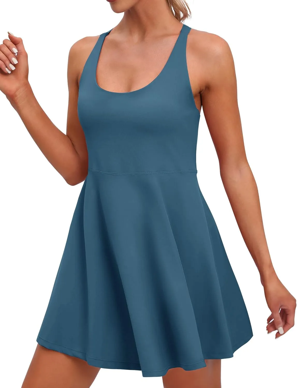 IUGA Womens Tennis Dress Built in Shorts & Bra Adjustable Straps Exercise Workout Dress with Pockets Golf Athletic Dresses