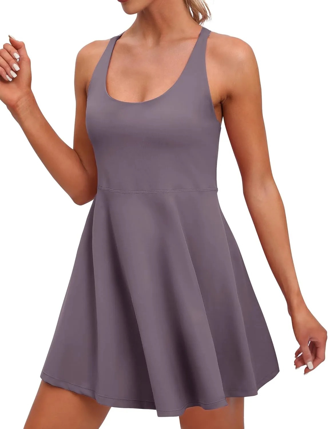 IUGA Womens Tennis Dress Built in Shorts & Bra Adjustable Straps Exercise Workout Dress with Pockets Golf Athletic Dresses