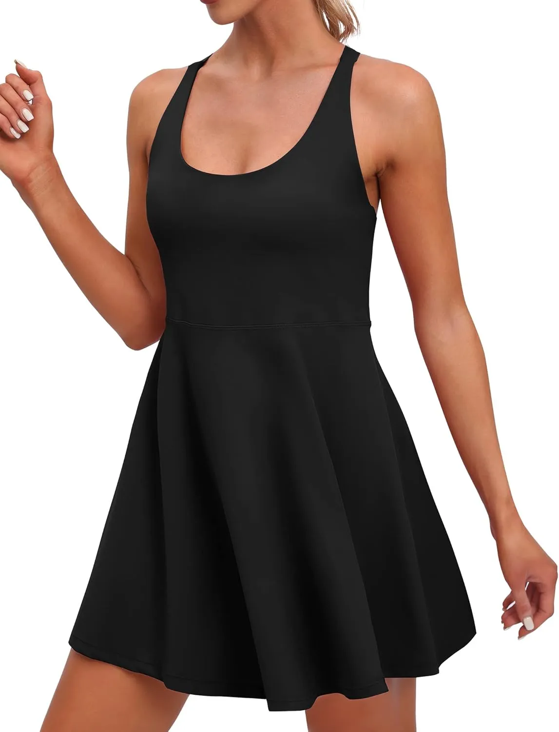 IUGA Womens Tennis Dress Built in Shorts & Bra Adjustable Straps Exercise Workout Dress with Pockets Golf Athletic Dresses