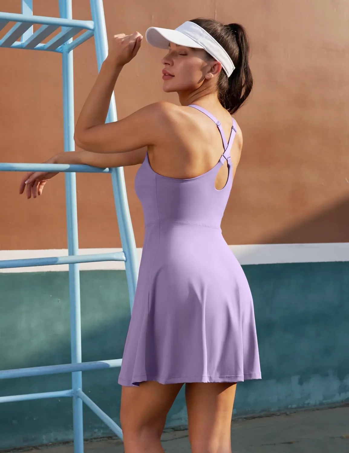 IUGA Womens Tennis Dress Built in Shorts & Bra Adjustable Straps Exercise Workout Dress with Pockets Golf Athletic Dresses
