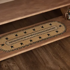 Kettle Grove Stencil Stars Oval Braided Stair Tread Latex Backed 8.5x27"