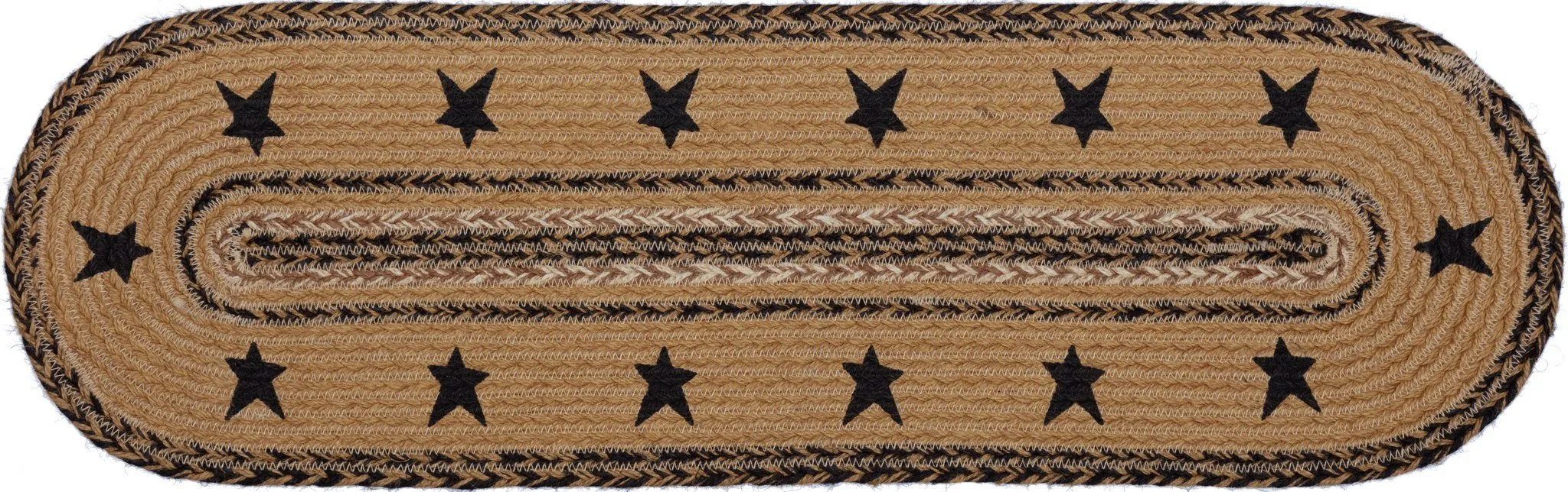 Kettle Grove Stencil Stars Oval Braided Stair Tread Latex Backed 8.5x27"