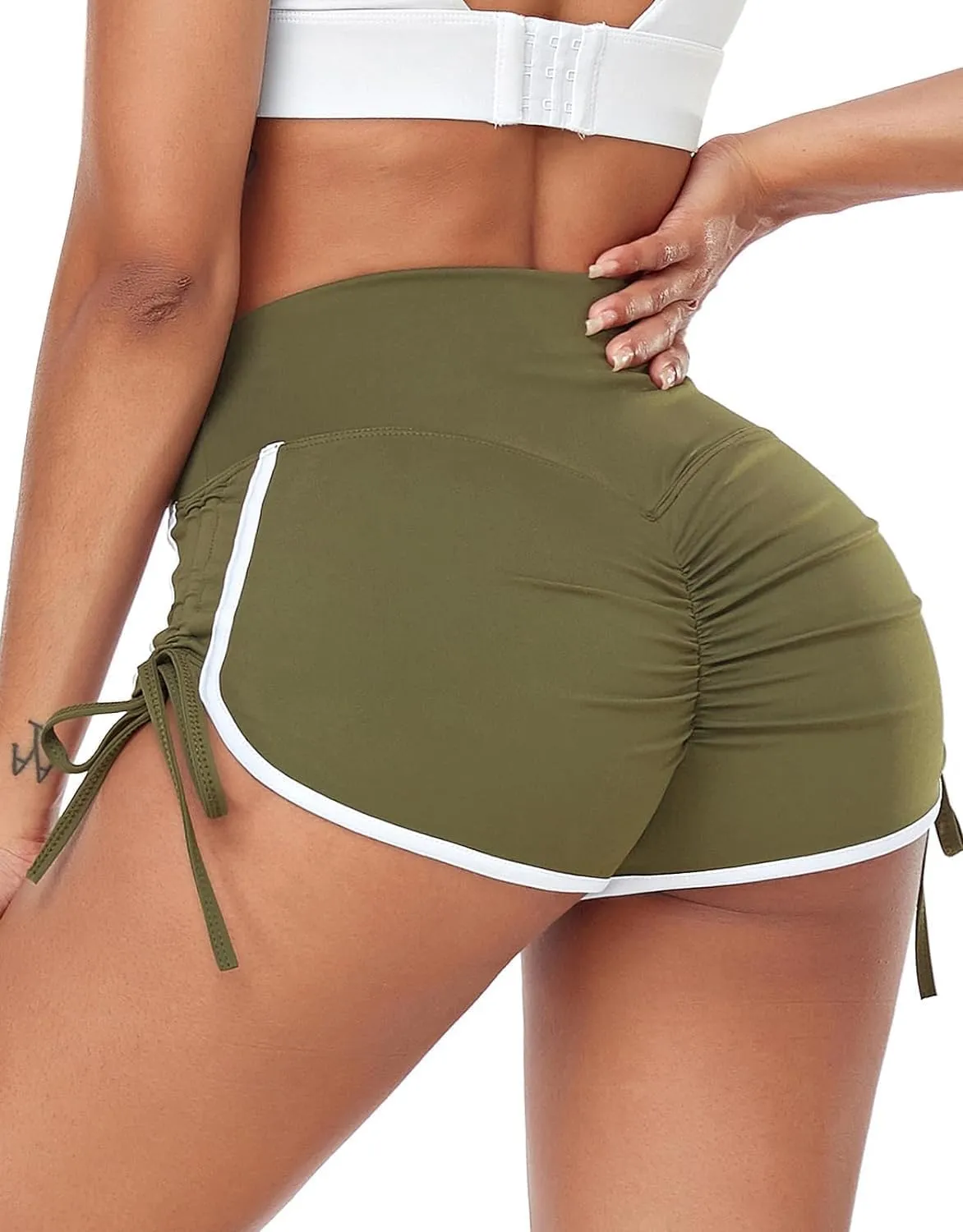 KIWI RATA Women's High Waist Booty Shorts Scrunch Butt Lifting Gym Workout Sexy Yoga Hot Pants
