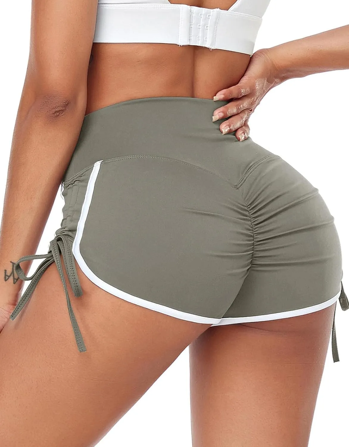 KIWI RATA Women's High Waist Booty Shorts Scrunch Butt Lifting Gym Workout Sexy Yoga Hot Pants