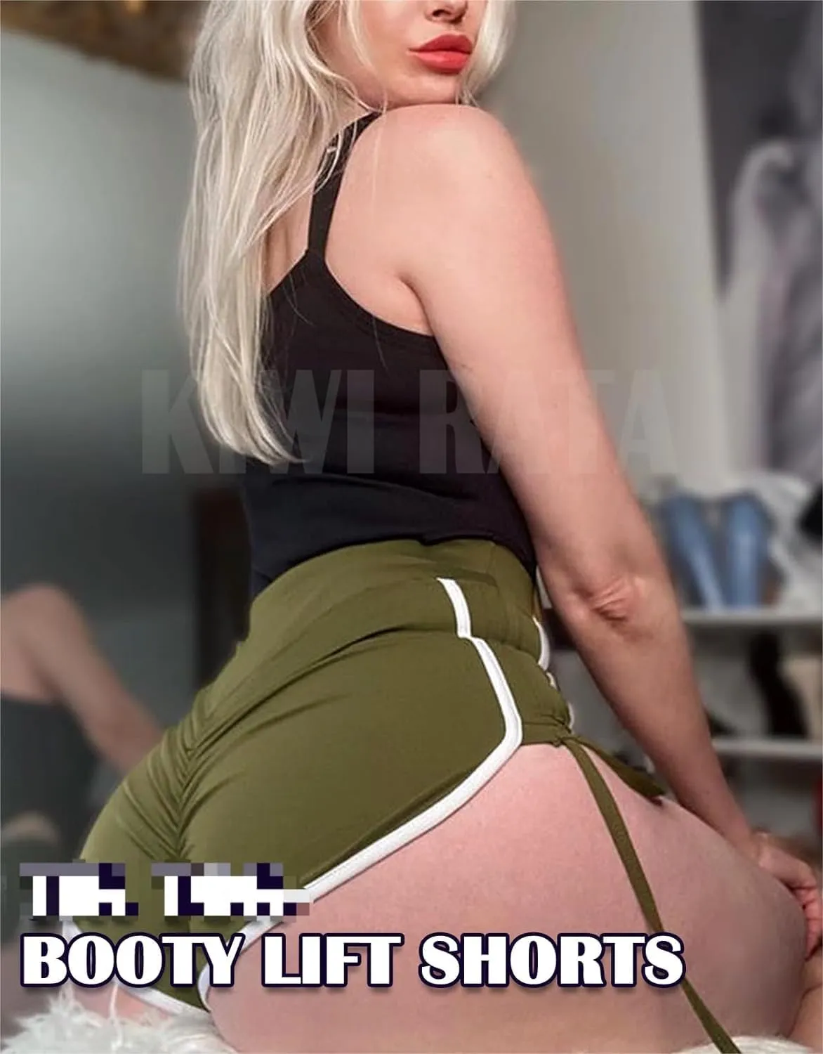 KIWI RATA Women's High Waist Booty Shorts Scrunch Butt Lifting Gym Workout Sexy Yoga Hot Pants