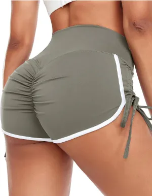KIWI RATA Women's High Waist Booty Shorts Scrunch Butt Lifting Gym Workout Sexy Yoga Hot Pants