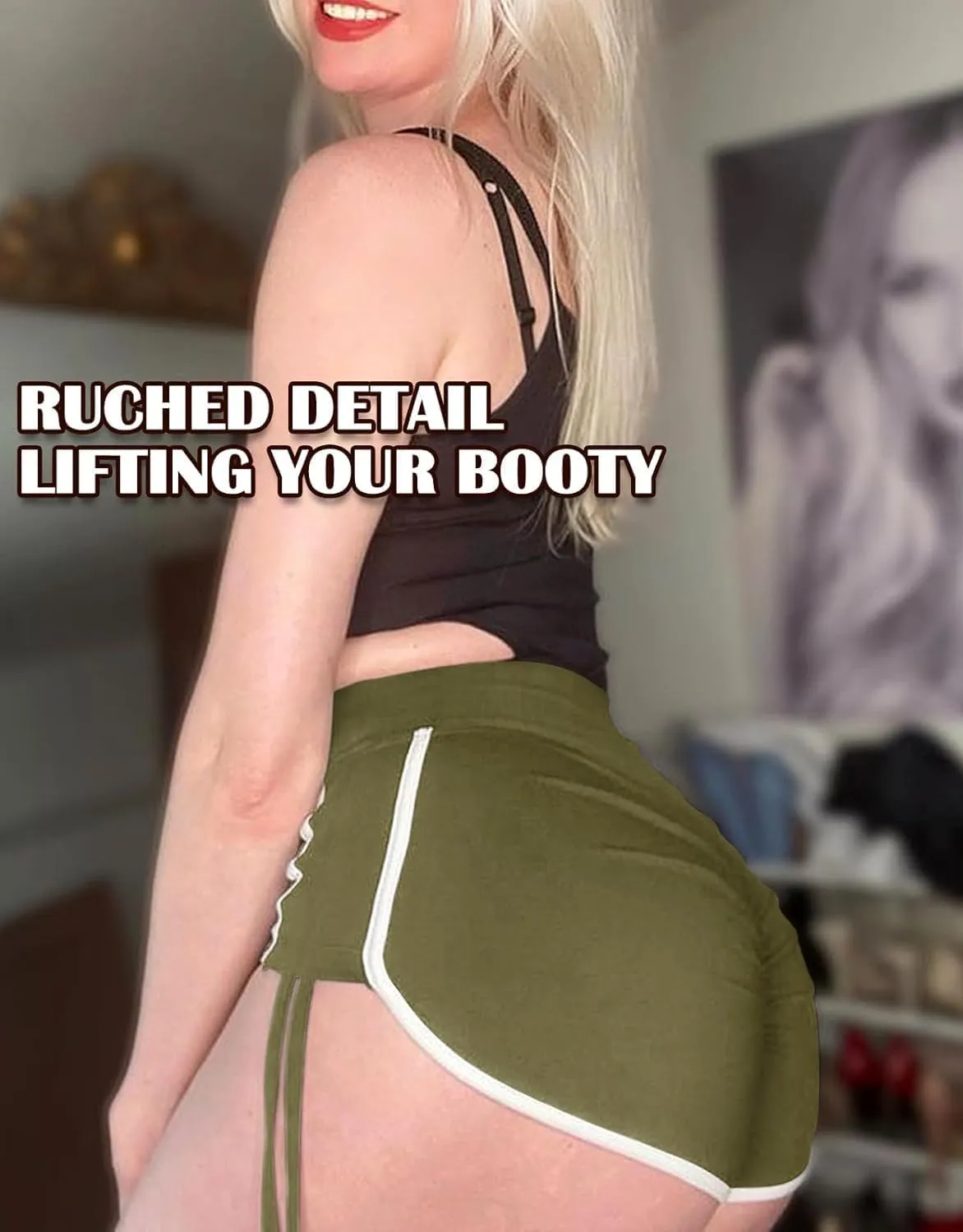 KIWI RATA Women's High Waist Booty Shorts Scrunch Butt Lifting Gym Workout Sexy Yoga Hot Pants
