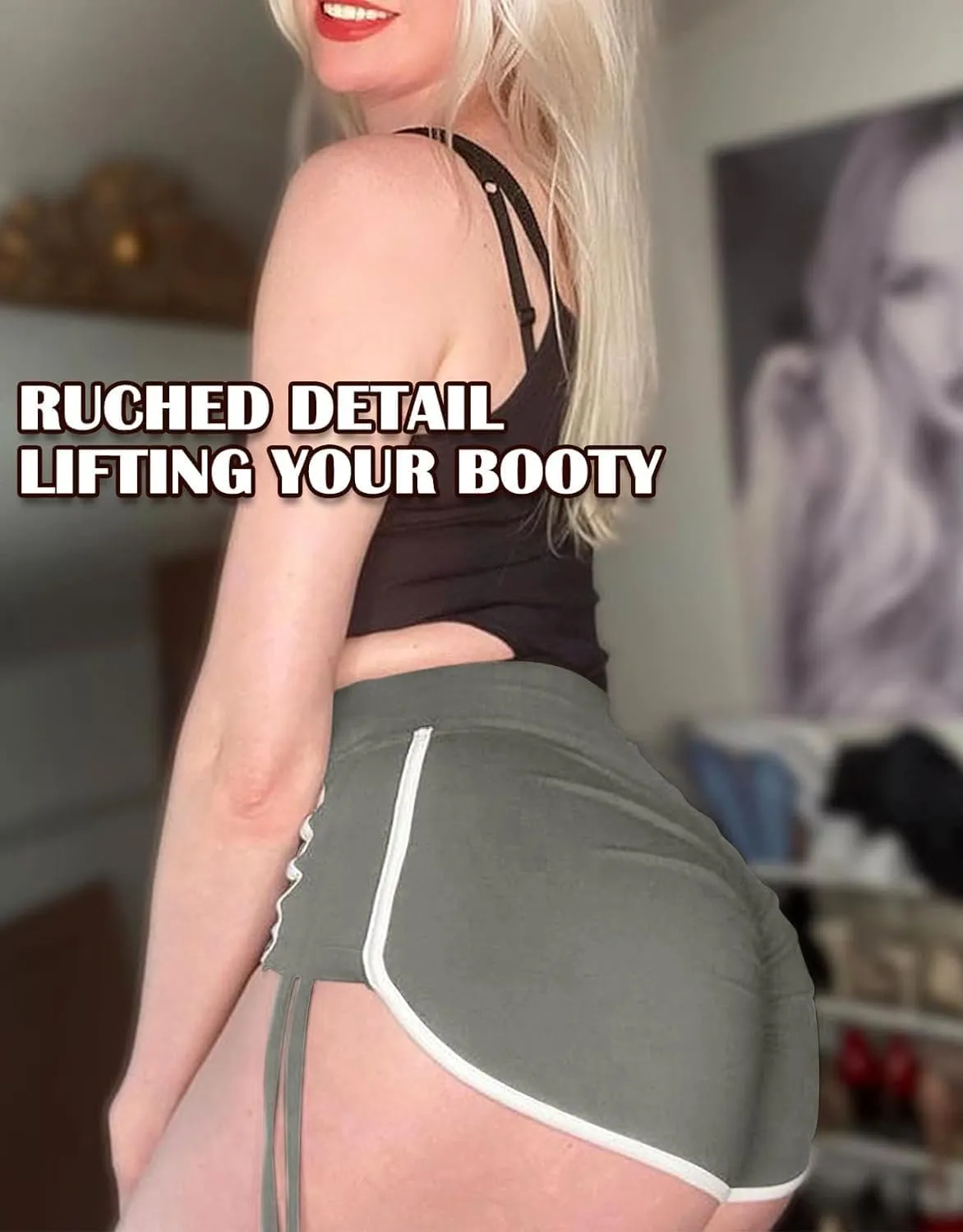 KIWI RATA Women's High Waist Booty Shorts Scrunch Butt Lifting Gym Workout Sexy Yoga Hot Pants